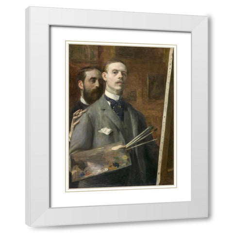 Self-Portrait with Raphael de Ochoa White Modern Wood Framed Art Print with Double Matting by Blanche, Jacques-Emile
