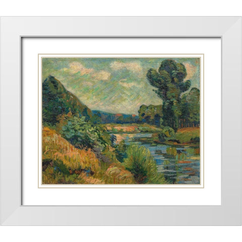The Banks of the Marne at Charenton White Modern Wood Framed Art Print with Double Matting by Guillaumin, Armand