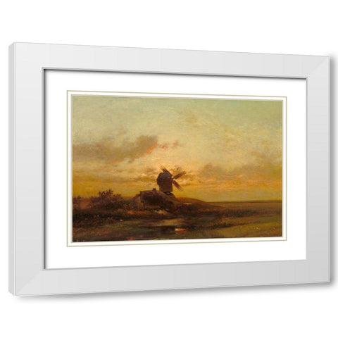 The Windmill White Modern Wood Framed Art Print with Double Matting by Dupre, Jules