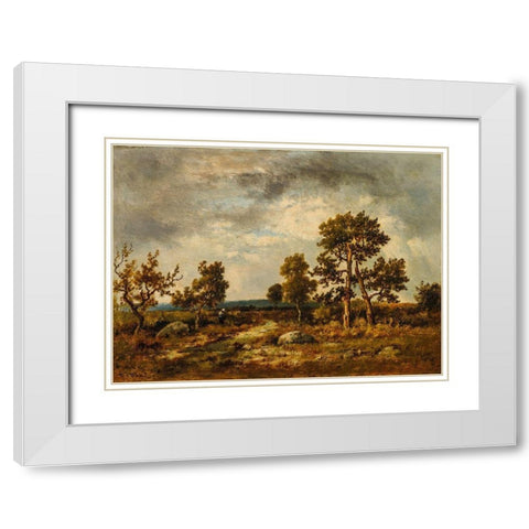Path Near the Pond of Vipers, Fontainebleau Forest White Modern Wood Framed Art Print with Double Matting by de la Pena, Narcisse Diaz