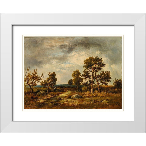Path Near the Pond of Vipers, Fontainebleau Forest White Modern Wood Framed Art Print with Double Matting by de la Pena, Narcisse Diaz