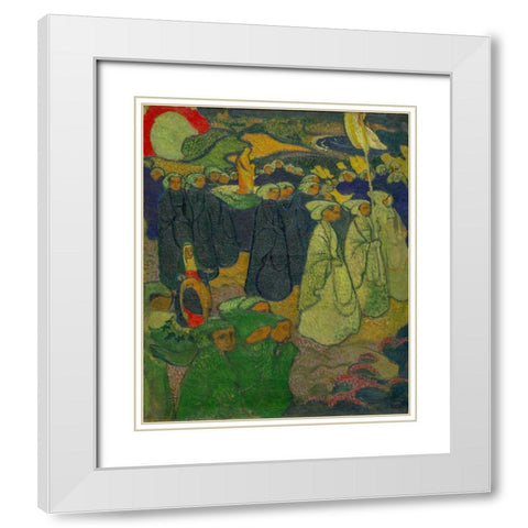 Procession on Pardon at Perros-Guirec White Modern Wood Framed Art Print with Double Matting by Denis, Maurice