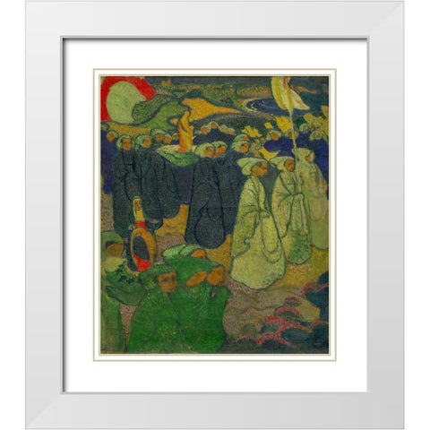 Procession on Pardon at Perros-Guirec White Modern Wood Framed Art Print with Double Matting by Denis, Maurice