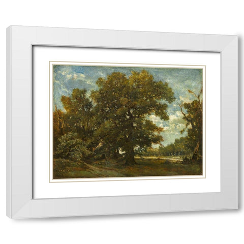 The Oak Tree White Modern Wood Framed Art Print with Double Matting by Rousseau, Theodore
