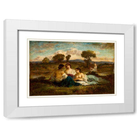 The Bathers White Modern Wood Framed Art Print with Double Matting by de la Pena, Narcisse Diaz