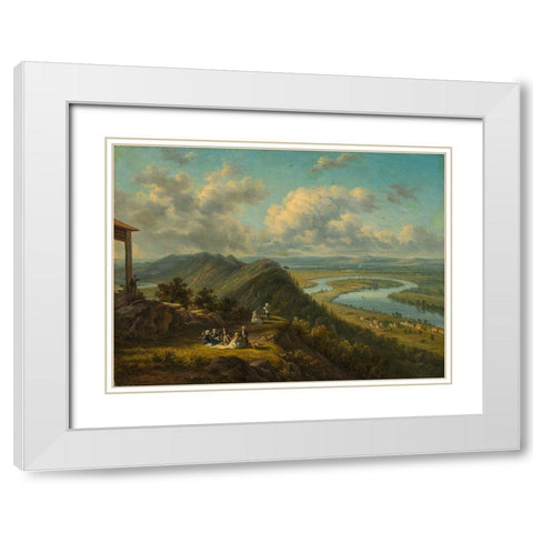 The Oxbow Seen from Mount Holyoke White Modern Wood Framed Art Print with Double Matting by Grailly, Victor de