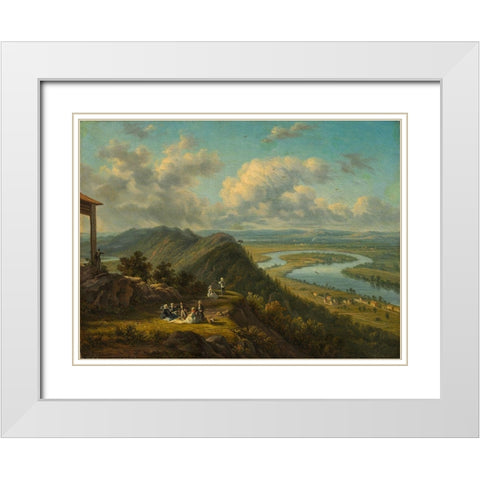 The Oxbow Seen from Mount Holyoke White Modern Wood Framed Art Print with Double Matting by Grailly, Victor de