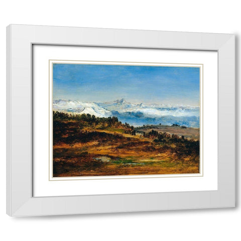 The Pyrenees, the Peak of the Midi de Bigorre White Modern Wood Framed Art Print with Double Matting by de la Pena, Narcisse Diaz