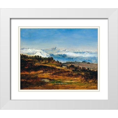 The Pyrenees, the Peak of the Midi de Bigorre White Modern Wood Framed Art Print with Double Matting by de la Pena, Narcisse Diaz