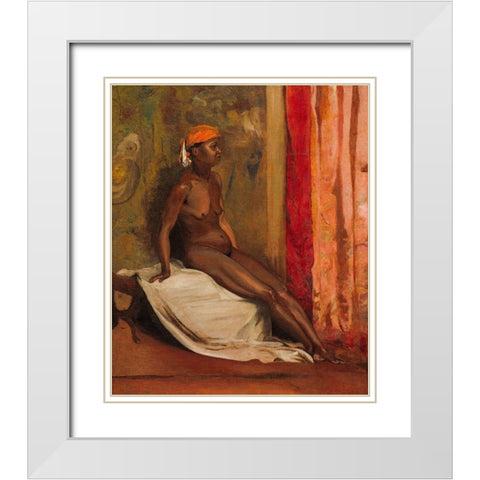 Seated African Woman White Modern Wood Framed Art Print with Double Matting by Regnault, Henri