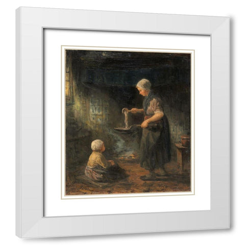The Pancakes White Modern Wood Framed Art Print with Double Matting by Israels, Jozef