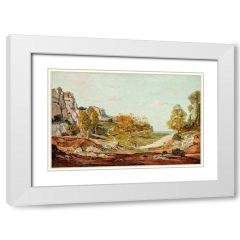 Landscape at Saint-Andre, Near Marseilles White Modern Wood Framed Art Print with Double Matting by Guigou, Paul