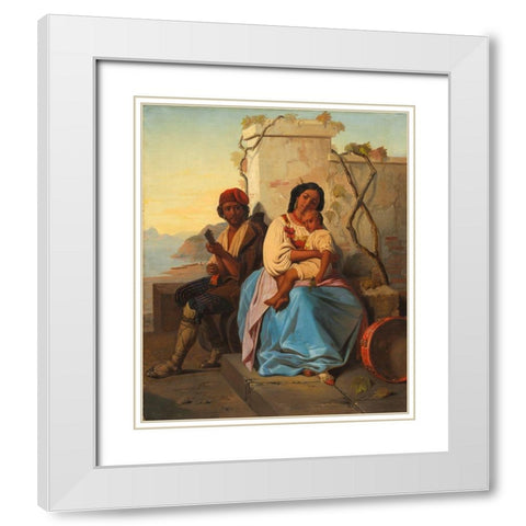 Italian Scene White Modern Wood Framed Art Print with Double Matting by Robert, After Leopold