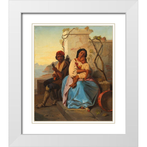 Italian Scene White Modern Wood Framed Art Print with Double Matting by Robert, After Leopold