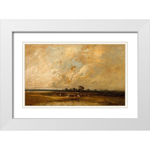 Marshland White Modern Wood Framed Art Print with Double Matting by Dupre, Jules