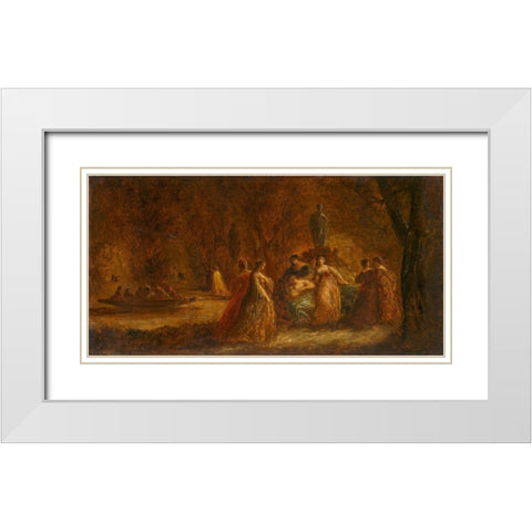 A Woodland Fete White Modern Wood Framed Art Print with Double Matting by Monticelli, Adolphe