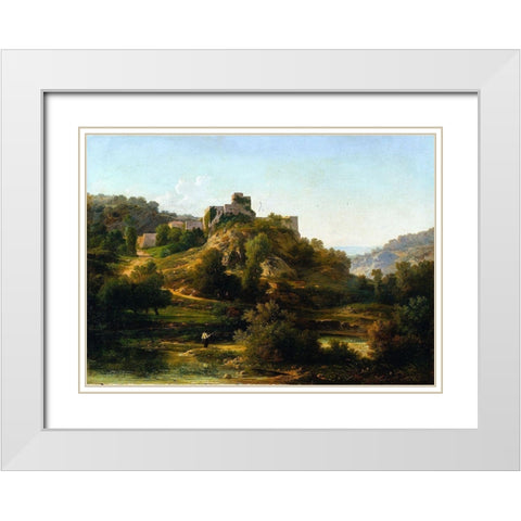 Chateauvieux-sur-Suran White Modern Wood Framed Art Print with Double Matting by Ponthus-Cinier, Antoine-Claude