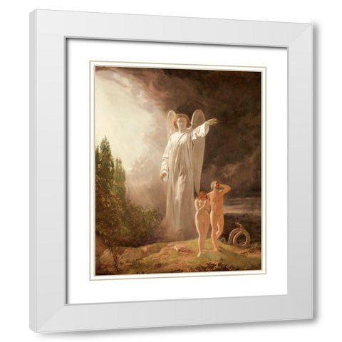 Expulsion of Adam and Eve White Modern Wood Framed Art Print with Double Matting by Faed, John