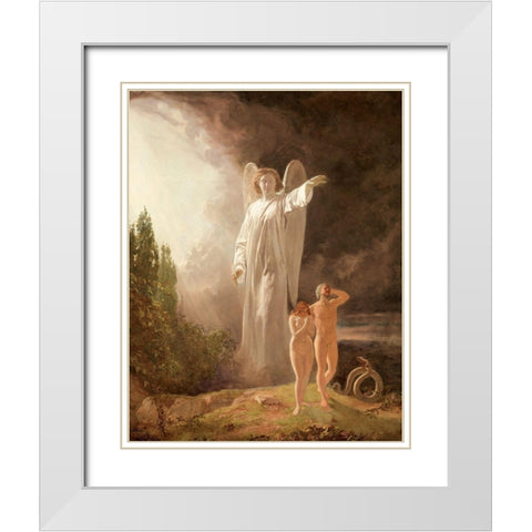 Expulsion of Adam and Eve White Modern Wood Framed Art Print with Double Matting by Faed, John