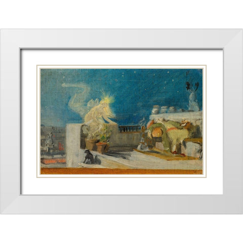 Sketch for The Oriental Dream White Modern Wood Framed Art Print with Double Matting by du Nouy, Jean Lecomte