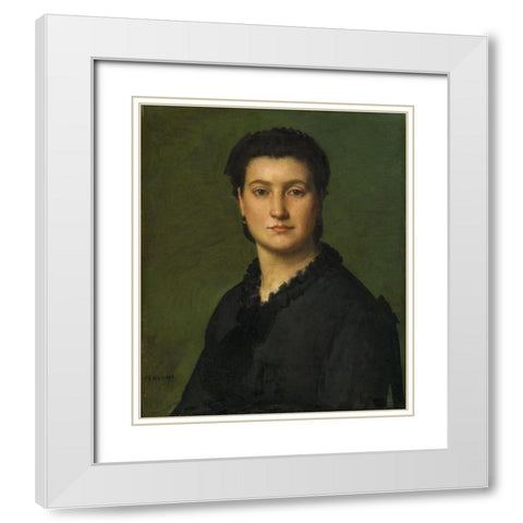 Portrait of a Woman White Modern Wood Framed Art Print with Double Matting by Henner, Jean-Jacques