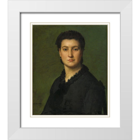 Portrait of a Woman White Modern Wood Framed Art Print with Double Matting by Henner, Jean-Jacques