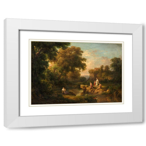 Diana and Her Nymphs White Modern Wood Framed Art Print with Double Matting by Marko, Karoly