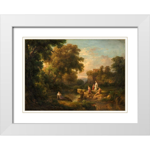 Diana and Her Nymphs White Modern Wood Framed Art Print with Double Matting by Marko, Karoly