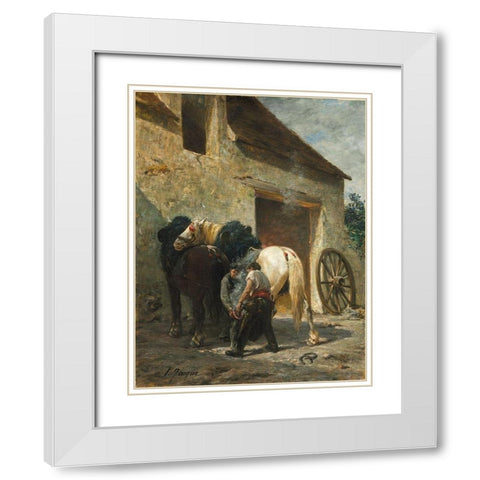 Blacksmiths White Modern Wood Framed Art Print with Double Matting by Jacque, Emile