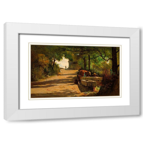 Well at the Side of a Road White Modern Wood Framed Art Print with Double Matting by Appian, Adolphe