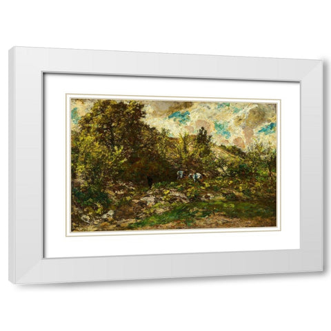 Autumn White Modern Wood Framed Art Print with Double Matting by Monticelli, Adolphe