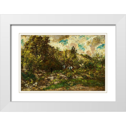 Autumn White Modern Wood Framed Art Print with Double Matting by Monticelli, Adolphe