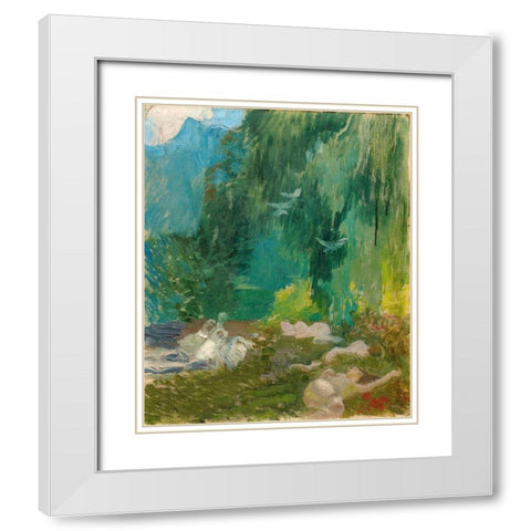 The Siesta White Modern Wood Framed Art Print with Double Matting by Besnard, Albert