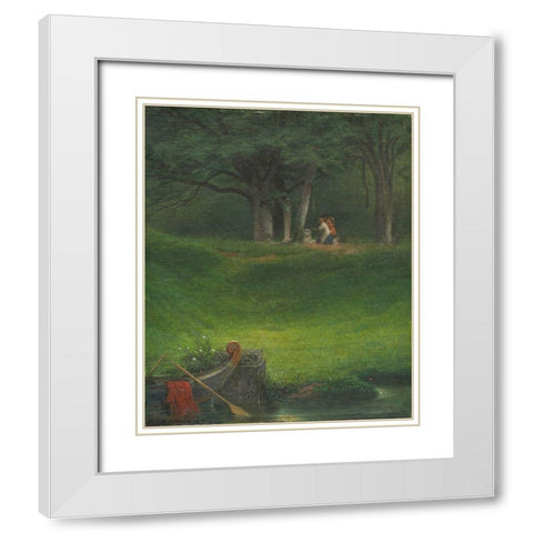 Offering to the God Pan White Modern Wood Framed Art Print with Double Matting by Delaroche, Paul