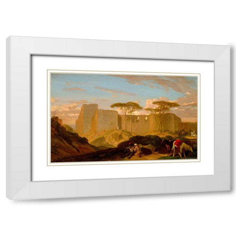 The Good Samaritan White Modern Wood Framed Art Print with Double Matting by Decamps, Alexandre-Gabriel