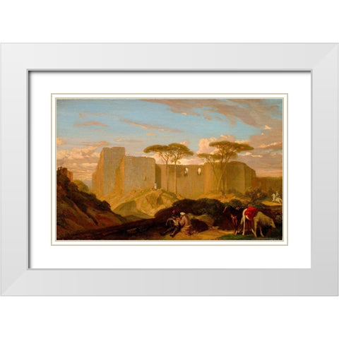 The Good Samaritan White Modern Wood Framed Art Print with Double Matting by Decamps, Alexandre-Gabriel