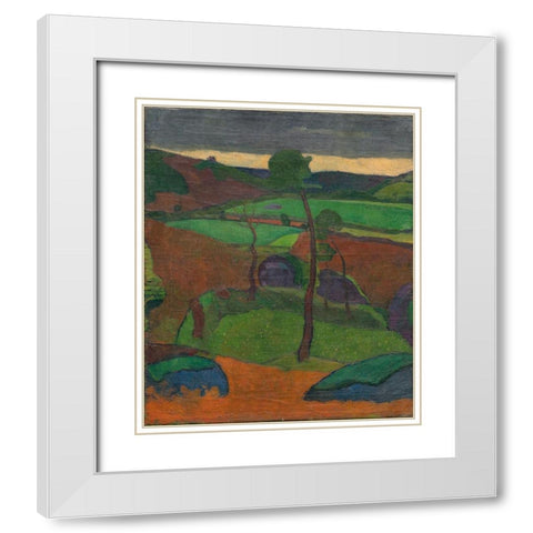 Breton Landscape White Modern Wood Framed Art Print with Double Matting by Verkade, Jan
