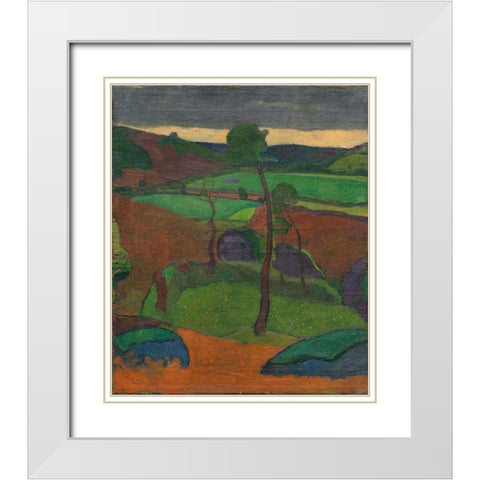 Breton Landscape White Modern Wood Framed Art Print with Double Matting by Verkade, Jan