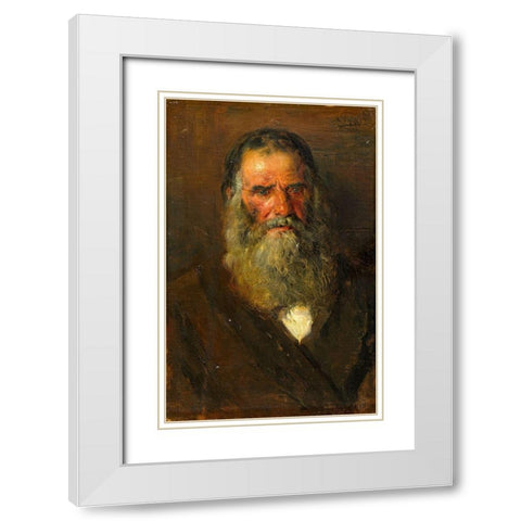 Study of the Head of an Old Man White Modern Wood Framed Art Print with Double Matting by Makovskij, Vladimir Egorovic