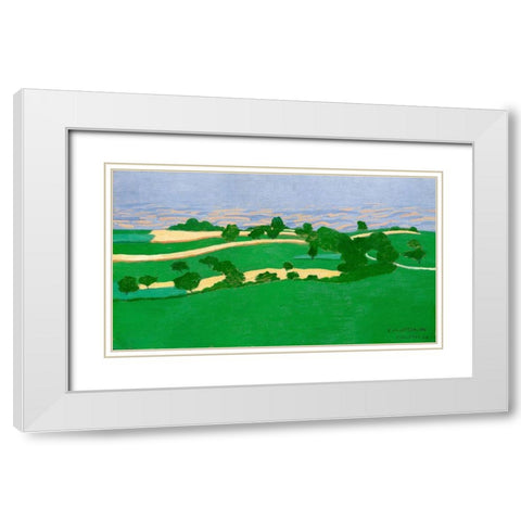 Corn Fields White Modern Wood Framed Art Print with Double Matting by Vallotton, Felix