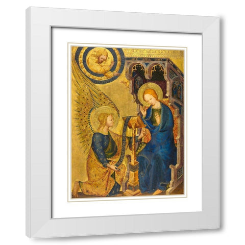 The Annunciation White Modern Wood Framed Art Print with Double Matting by France 14th Century