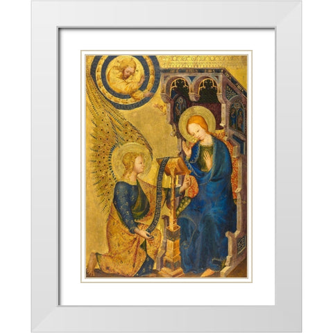 The Annunciation White Modern Wood Framed Art Print with Double Matting by France 14th Century
