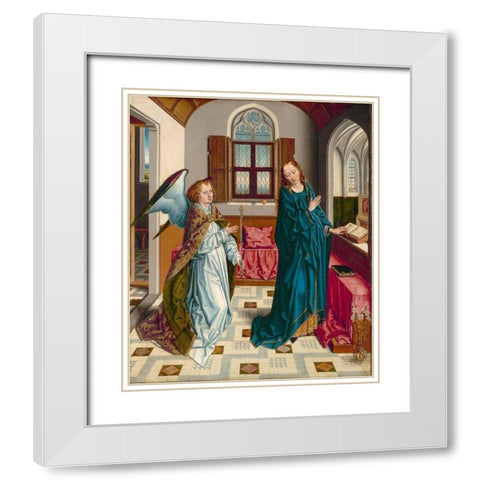 The Annunciation White Modern Wood Framed Art Print with Double Matting by Bouts, Albert