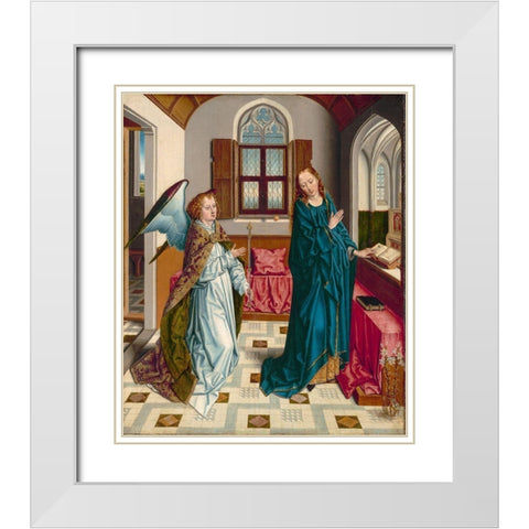The Annunciation White Modern Wood Framed Art Print with Double Matting by Bouts, Albert