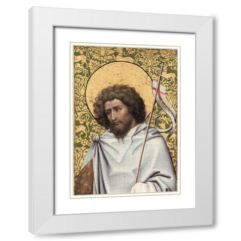 John the Baptist White Modern Wood Framed Art Print with Double Matting by Campin, Robert