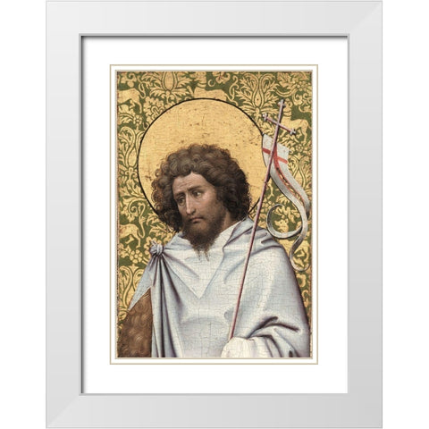 John the Baptist White Modern Wood Framed Art Print with Double Matting by Campin, Robert