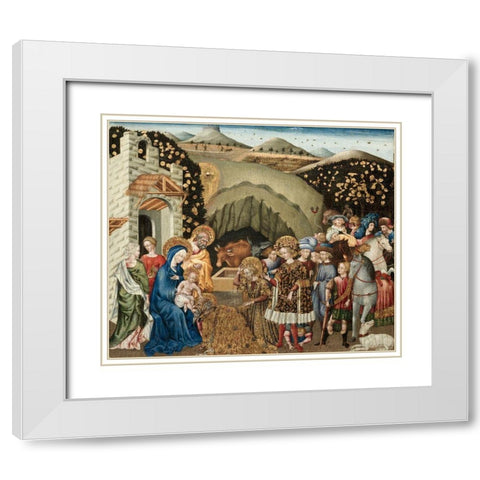 The Adoration of the Magi White Modern Wood Framed Art Print with Double Matting by Paolo, Giovanni di