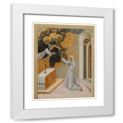 St. Catherine of Siena Invested with the Dominican Habit White Modern Wood Framed Art Print with Double Matting by Paolo, Giovanni di