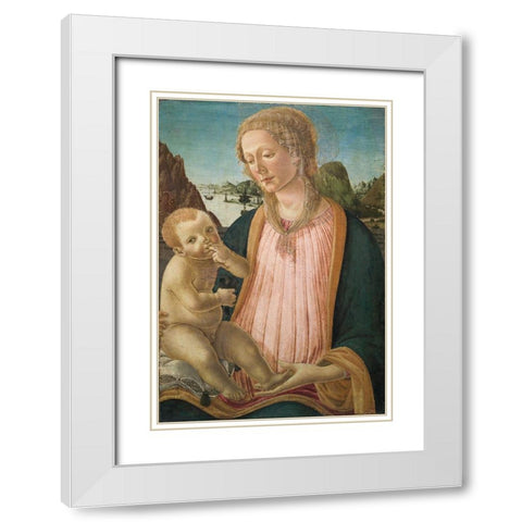 Madonna and Child White Modern Wood Framed Art Print with Double Matting by Botticini, Francesco