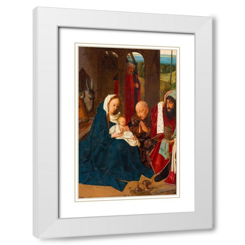 The Adoration of the Magi White Modern Wood Framed Art Print with Double Matting by Jans, Geertgen tot Sint